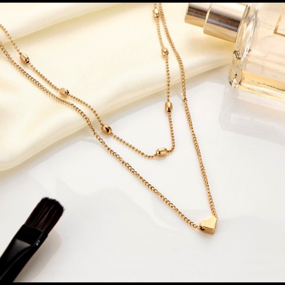 ⚠️1 Left💗Layered Gold Heart Chain Necklace Choker - Picture 5 of 7
